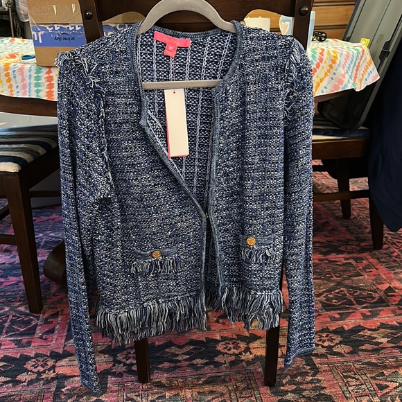 Lilly Pulitzer Jackets & Blazers - Lilly Pulitzer simora blue knit cardigan jacket NWT size m